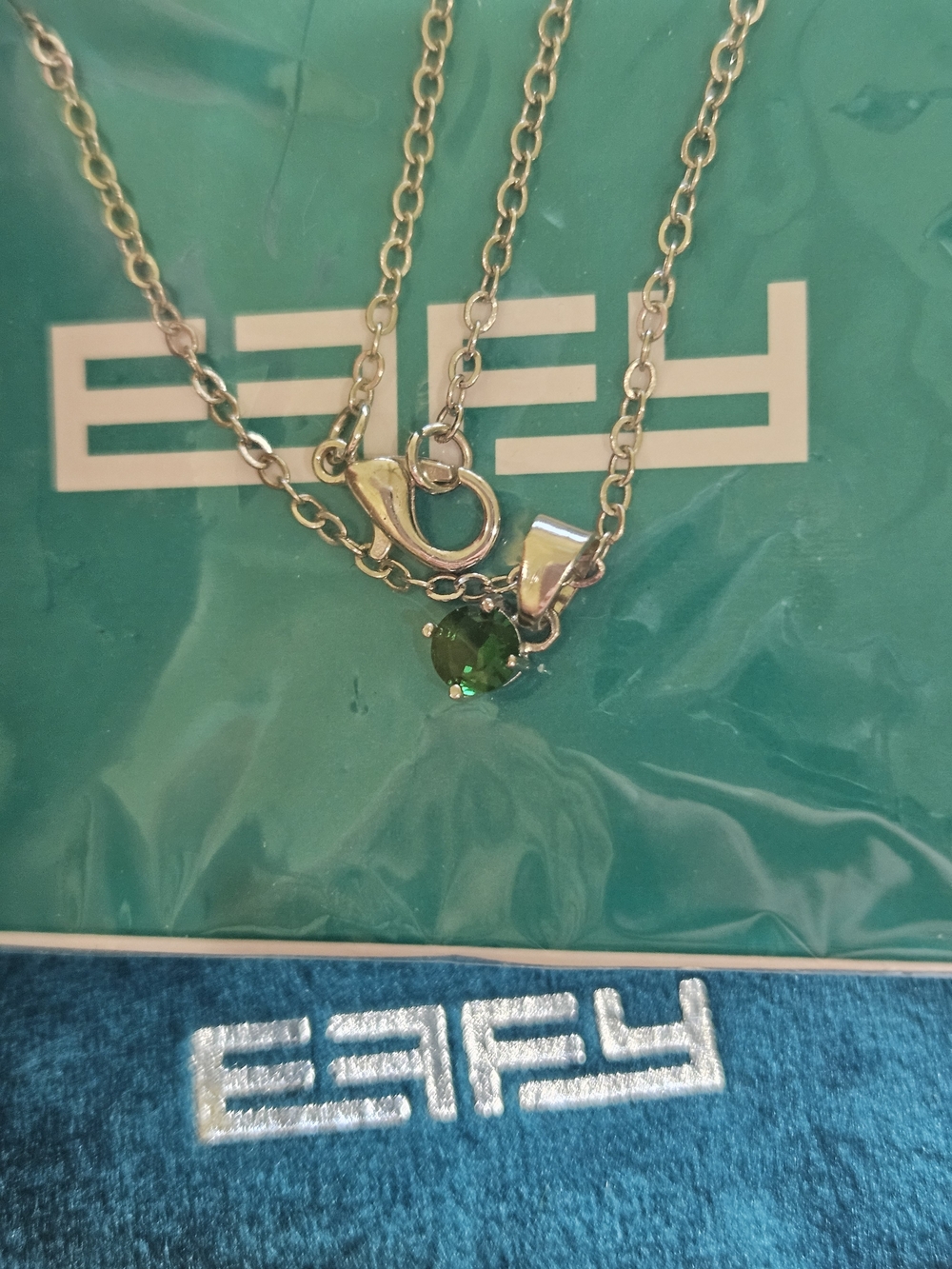 Effy Sterling Necklace with Forest Green Round Gemstone Pendant